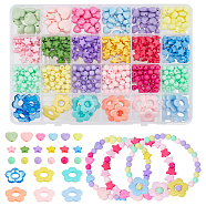 Macaron Color Acrylic Beads Sets, Mixed Shapes, Mixed Color, 6~19x6~20x3.5~6mm, Hole: 0.5~1.8mm, 6 colors, 50pcs/color, 300pcs(MACR-NB0001-28)