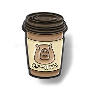 Capybara Theme Alloy Enamel Brooch, for Men and Women, Drink, Coffee, 31x21x1.5mm(JEWB-C023-10C-EB)