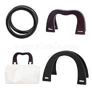 WADORN 6Pcs 3 Style Wooden Bag Handles, Bag Replacement Accessories, U & M & Round Ring Shape, Black, 8.2~12x10.6~17x0.9~1.2cm, 2pcs/style(FIND-WR0008-38)