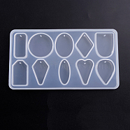 Pendant Silicone Molds, Epoxy Resin Casting Molds, For UV Resin, DIY Jewelry Craft Making, Geometric Shapes, White, 169x93mm, Hole: 1.5mm, Inner Size: 15~37mm(X-DIY-F024-06)