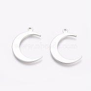 Rack Plating Brass Pendants,  Moon, Platinum, 22x16.5x1mm, Hole: 1.2mm(KK-D530-01P)