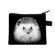 Realistic Animal Pattern Polyester Clutch Bags, Change Purse with Zipper, for Women, Rectangle, Hedgehog, 13.5x11cm(PAAG-PW0016-17N)