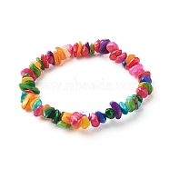 Natural Dyed Chip Shell Beads Stretch Bracelets for Children, Colorful, Inner Diameter: 2 inch(5.2cm)(BJEW-JB06395-01)
