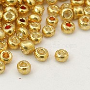 Glass Seed Beads, Dyed Colors, Round, Wheat, Size: about 2mm in diameter, hole:1mm(E06900A2)