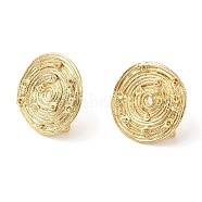 Brass Stud Earring Findigs, with Vertical Loops, Flat Round, Real 18K Gold Plated, 20mm, Hole: 3mm(KK-F855-26G)