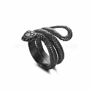 Alloy Punk Snake Open Cuff Rings for Men, Antique Silver(IO0623-8)