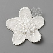 Computerized Embroidery Lace Self Adhesive/Sew on Patches, Costume Accessories, Appliques, Flower Pattern, 42x46x2.5mm(DIY-WH0410-49L)