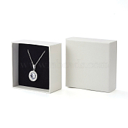 Cardboard Gift Box Jewelry Set Boxes, for Necklace, Earrings, with Black Sponge Inside, Square, Floral White, 9.1x9.2x2.9cm(CBOX-F004-01B)