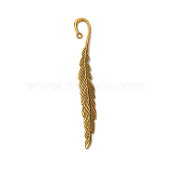 Tibetan Style Bookmarks, Leaf, Cadmium Free & Nickel Free & Lead Free, Antique Golden, 117x13x4mm, Hole: 2mm(TIBEP-48334-AG-FF)