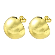 Brass Stud Earrings for Women, Half Round, Real 18K Gold Plated, 17mm(EJEW-C072-06G)
