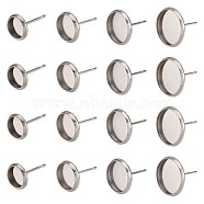 304 Stainless Steel Stud Earring Settings, Stainless Steel Color, 80pcs/set(STAS-CD0001-01P)