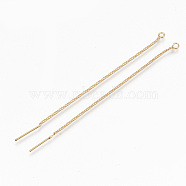 Brass Stud Earring Findings, Ear Thread, with Loop, Nickel Free, Real 18K Gold Plated, 85x1.2mm, Hole: 1.8mm, Pin: 0.7mm(KK-R117-063-NF)