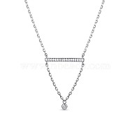 TINYSAND Triangle Design 925 Sterling Silver Cubic Zirconia Pendant Necklaces, Silver, 16.9 inch(TS-N324-S)