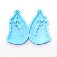 Teardrop with Lady Silicone Statue Pendant Molds, Resin Casting Molds, For UV Resin, Epoxy Resin Jewelry Making, Blue, 41x50.4x5mm(DIY-WH0175-58)