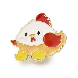 Zodiac Animal Enamel Pins, Zinc Alloy Animal Brooches for Backpack Clothes, Light Gold, Chick, 25x28mm(JEWB-Q002-08KCG-J)