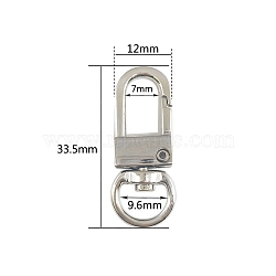 Alloy Swivel Clasps, for Bag Making, Platinum, 33.5x12mm, Hole: 9.6mm(PW-WG74639-05)