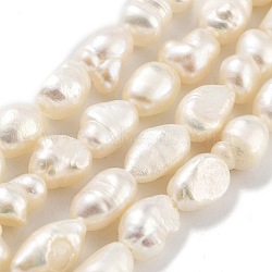 Natural Cultured Freshwater Pearl Beads Strands, Two Sides Polished, Grade 2A, Snow, 5~6mm, Hole: 0.5mm, about 27pcs/strand, 6.89 inch(17.5cm)(PEAR-P062-32A)