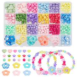Macaron Color Acrylic Beads Sets, Mixed Shapes, Mixed Color, 6~19x6~20x3.5~6mm, Hole: 0.5~1.8mm, 6 colors, 50pcs/color, 300pcs(MACR-NB0001-28)