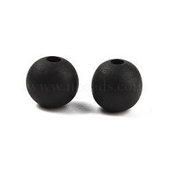 Wood European Beads, Matte Style, Round, Black, 15mm, Hole: 4.7mm(WOOD-M014-01C)