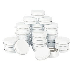 Round Aluminium Tin Cans, Aluminium Jar, Storage Containers for Cosmetic, Candles, Candies, with Screw Top Lid, White, 4.15x1.8cm, Inner Diameter: 34.5mm, Capacity: 15ml(CON-WH0079-13E)