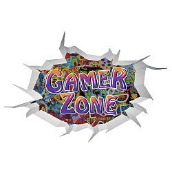 PVC Wall Stickers, Wall Decoration, Word Gamer Zone, 390x980mm, 2 sheets/set(DIY-WH0228-1070)