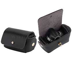PU Imitation Leather Wedding Ring Pouch, Jewelry Storage Bags, with Light Gold Tone Snap Buttons, Black, 4.5x6.8x3.7cm(ABAG-WH0045-10A)
