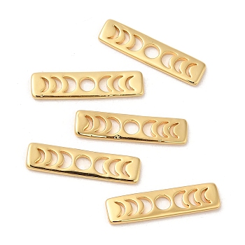 Brass Moon Phase Bar Pendants, Long-Lasting Plated, Rectangle, Real 18K Gold Plated, 20x5x1mm
