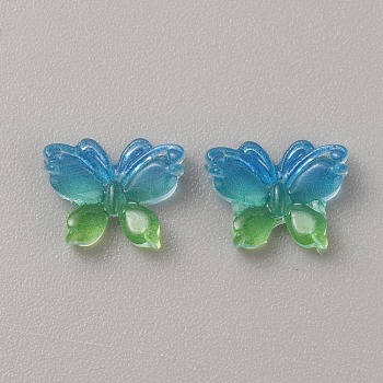 Luminous Resin Cabochons, Glow in the Dark, Nail Art Decoration Accessories, Butterfly, Deep Sky Blue, 8x10x3mm