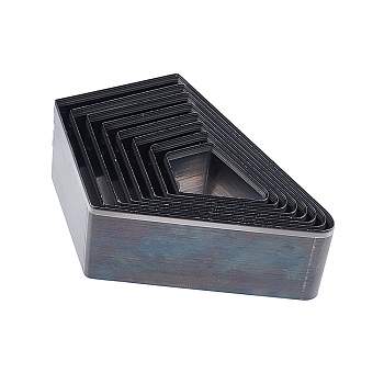 8 Sizes Rhombus Carbon Steel Hole Puncher, Leather Steel Rule Die, with Plastic Box, Stainless Steel Color, 2.1~5.7x1.3~3.5x2.4cm, 8pcs/set