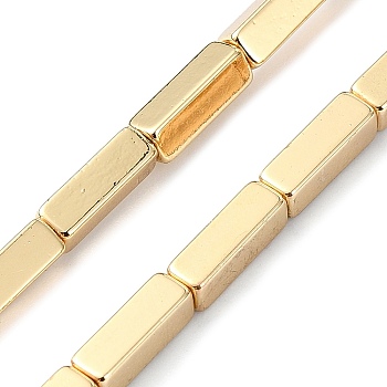 Electroplated Synthetic Non-magnetic Hematite Beads Strands, Rectangle, Light Gold Plated, 8.5~9x3x3mm, Hole: 0.7mm, about 46pcs/strand, 16.14''(41cm)
