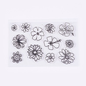 Silicone Stamps, for DIY Scrapbooking, Photo Album Decorative, Cards Making, Flower, Clear, 14~41x17~39mm