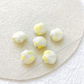 Shell Shape Handmade Porcelain Beads, Yellow, 12~12.5x13~13.5x7~7.5mm, Hole: 1.8~2mm
