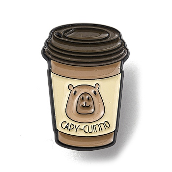 Capybara Theme Alloy Enamel Brooch, for Men and Women, Drink, Coffee, 31x21x1.5mm