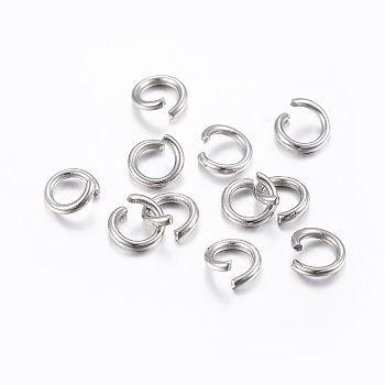 Tarnish Resistant 304 Stainless Steel Open Jump Rings, Stainless Steel Color, 8x1.2mm