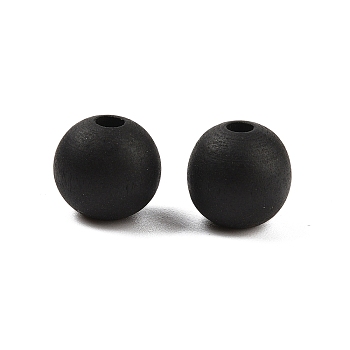 Wood European Beads, Matte Style, Round, Black, 15mm, Hole: 4.7mm