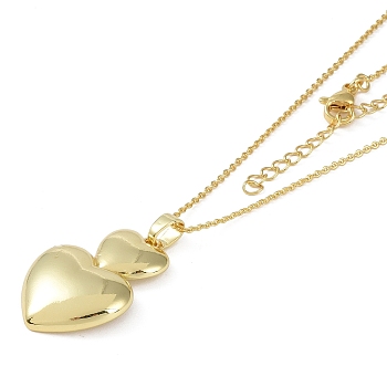 Heart Pendant Necklaces, Brass Cable Chain Necklaces, Golden, 454mm