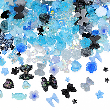 4 Bags 2 Style Resin Cabochons, Nail Art Decoration Accessories, Mixed Shape, Mixed Color, 3~19x3~11.5x1~7mm, 2 bags/style