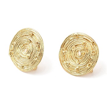 Brass Stud Earring Findigs, with Vertical Loops, Flat Round, Real 18K Gold Plated, 20mm, Hole: 3mm