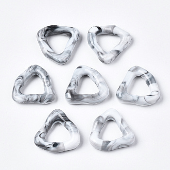 Opaque Resin Finger Rings, Imitation Gemstone Style, Triangle, WhiteSmoke, Inner Diameter: 11mm