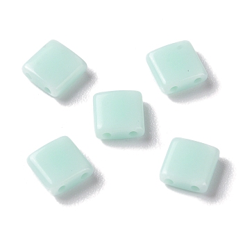 Opaque Acrylic Slide Charms, Square, Pale Turquoise, 5.2x5.2x2mm, Hole: 0.8mm