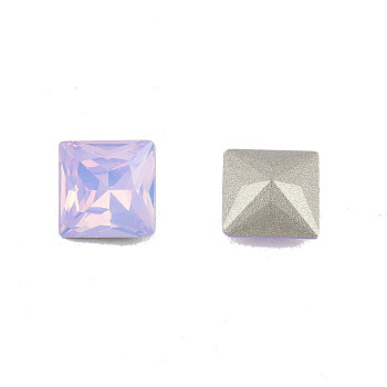 K9 Glass Rhinestone Cabochons, Pointed Back & Back Plated, Faceted, Square, Violet, 8x8x4.5mm