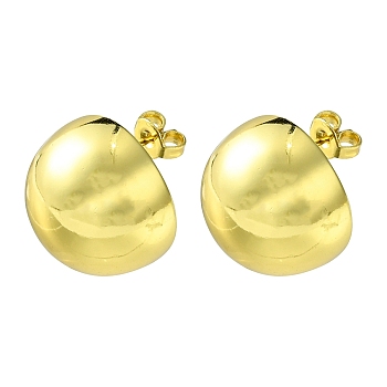 Brass Stud Earrings for Women, Half Round, Real 18K Gold Plated, 17mm