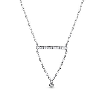 TINYSAND Triangle Design 925 Sterling Silver Cubic Zirconia Pendant Necklaces, Silver, 16.9 inch