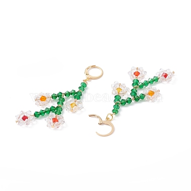 Sparkling Faceted Beaded Flower of Life Dangle Hoop Earrings for Girl Women(X1-EJEW-TA00022)-4