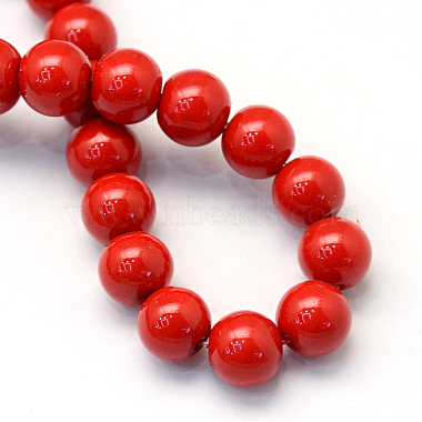 Baking Painted Pearlized Glass Pearl Round Bead Strands(HY-Q330-8mm-55)-4
