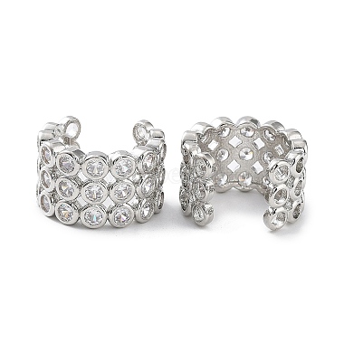 Brass Micro Pave Cubic Zirconia Cuff Earrings for Women(EJEW-D088-08P)-2