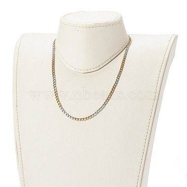 Two Tone 304 Stainless Steel Curb Chain Necklaces(X-NJEW-JN03541)-3