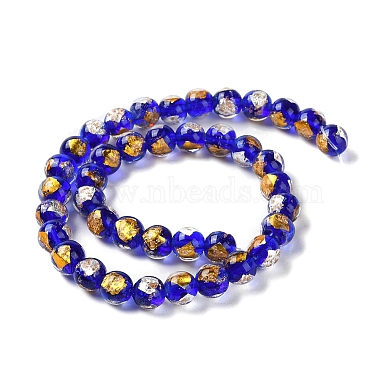 Blue Round Gold & Silver Foil Beads