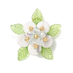 Natural Howlite & Glass Pendants, Flower Charm, 23.5x26.5x9.5mm, Jump Ring: 5x0.8mm, Inner Diameter: 3.5mm
(PALLOY-MZ01192-01)