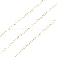Brass Cable Chains, Soldered, Real 14K Gold Filled Chains, Real 14K Gold Plated, Link: 2x1.4x0.2mm(CHC-M023-02G)